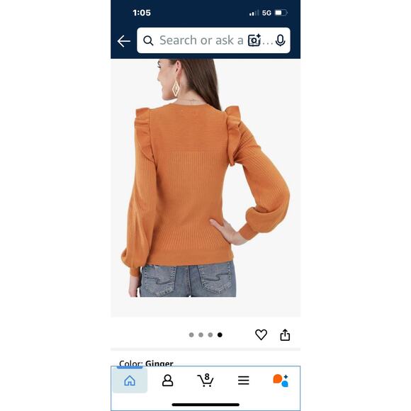 Deep Self Sweater Womens Medium Ruffled Shoulder Peasant Sleeve Ribbed Small - Picture 4 of 12